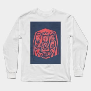 Illustration of the three wise men and baby Jesus Christ Long Sleeve T-Shirt